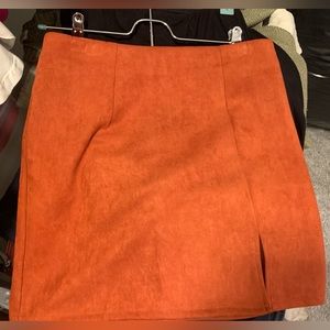 Burnt orange revolve velvet short skirt